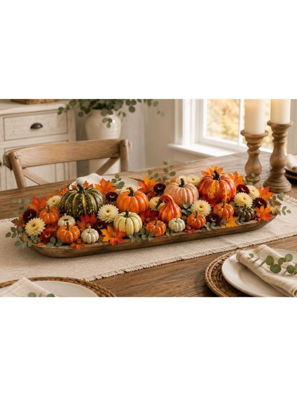 14 Artificial Mini Pumpkins and Gourds with 30 Maple Leaves, Fall Harvest Decor, - Picture 4 of 8